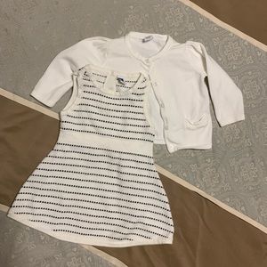 Janie and Jack Black and White Dress with Matching Sweater